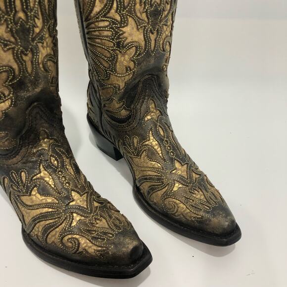Corral Boots Gold Inlay Embroidery Western Boots CC3814 Multicolor Size 7 M - Picture 9 of 14